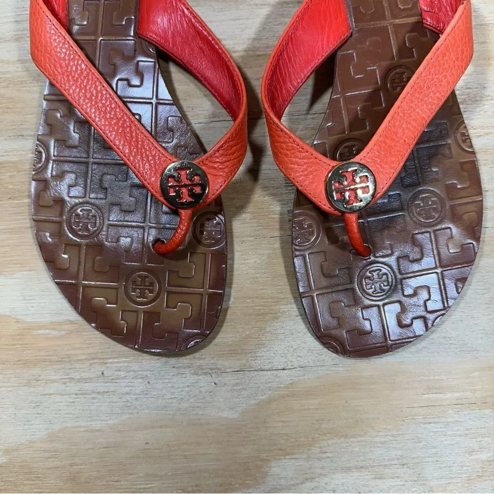 Tory Burch Thora Orange Flip Flop Sandals Women’s Size 10